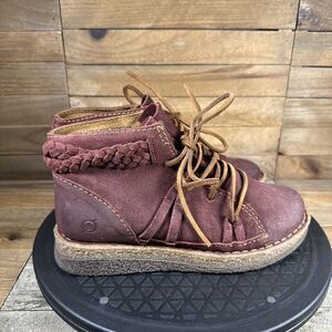 Born Womens Size US 6 Artisan Comfort Lace Up Booties Temple II Dark Red